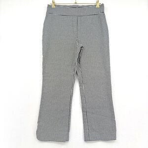 Autres Filles Houndstooth Pants Women M Black White Cropped Flare Stretch